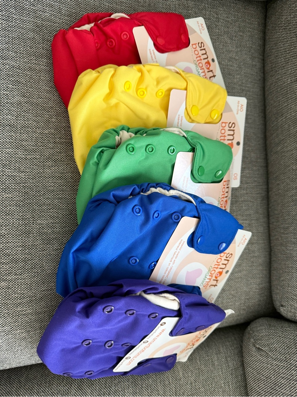 Reusable Diapers Rainbow Cloth Diaper Covers - Red, Yellow, Green, Blue, Purple